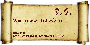 Vavrinecz István névjegykártya